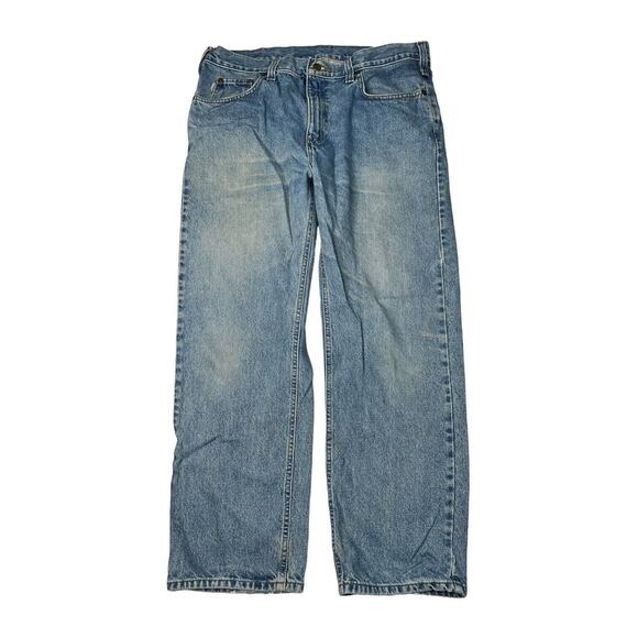 Carhartt Traditional Fit Straight Leg Jeans Medium Wash Workwear Mens 38x30 - Picture 1 of 6